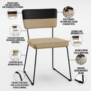 Ver imagem 6 de Mesa Capri 160cm Off White 6 Cadeiras Allana B05 Faixa Corano Preto Linho Bege Escuro - Lyam Decor