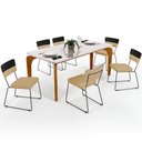 Ver imagem 1 de Mesa Capri 160cm Off White 6 Cadeiras Allana B05 Faixa Corano Preto Linho Bege Escuro - Lyam Decor