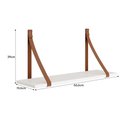 Ver imagem 4 de Kit 2 Prateleiras Luna 66,6cm Branco Fosco com Alças de Couro - Reller Móveis