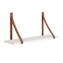 Ver imagem 2 de Kit 2 Prateleiras Luna 66,6cm Branco Fosco com Alças de Couro - Reller Móveis