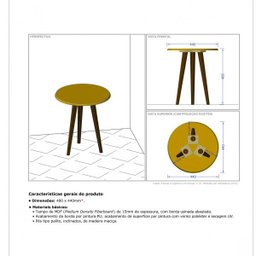 Mesa Lateral Retrô Brilhante 48cm Decor Móveis Bechara - 3
