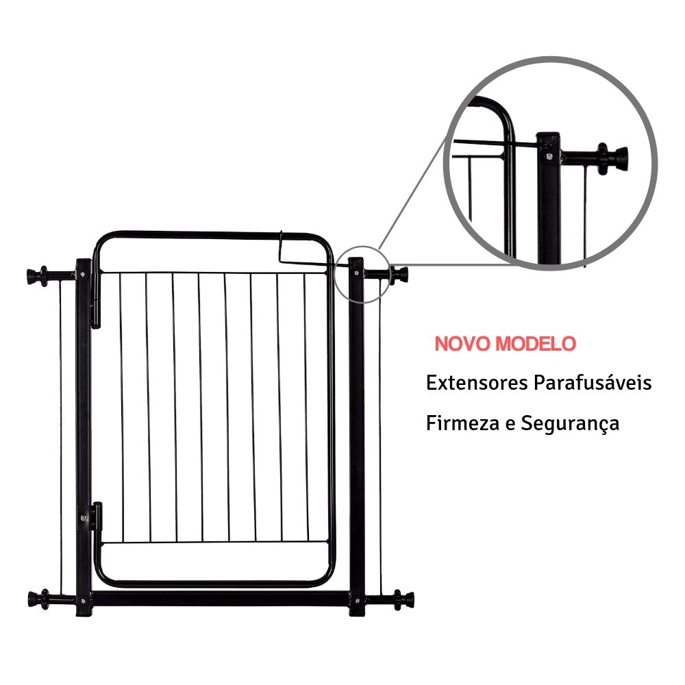Grade Portao Pet Segurança e Proteção de Criança 149 a 154:preto - 2