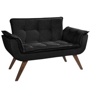 Poltrona Namoradeira Orion 2 Lugares Base Palito - Preto