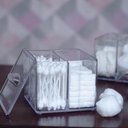 Ver imagem 6 de Kit 2 Organizadores de Maquiagens com Tampa 3 Divisórias Dello Acrílico Cristal Porta Cotonete