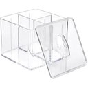 Ver imagem 2 de Kit 2 Organizadores de Maquiagens com Tampa 3 Divisórias Dello Acrílico Cristal Porta Cotonete