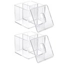 Ver imagem 1 de Kit 2 Organizadores de Maquiagens com Tampa 3 Divisórias Dello Acrílico Cristal Porta Cotonete