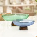 Ver imagem 6 de BERETTA CENTRO MESA 10x25x25cm VIDRO AZUL COM PÉ