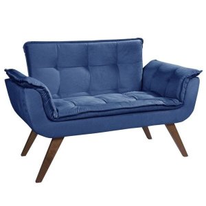 Poltrona Namoradeira Orion 2 Lugares Base Palito - Azul Bic