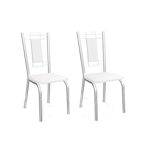 Cadeira de Cozinha Florença 2C005 Kit 2 Un Cromado/Courano Branco - Kappesberg
