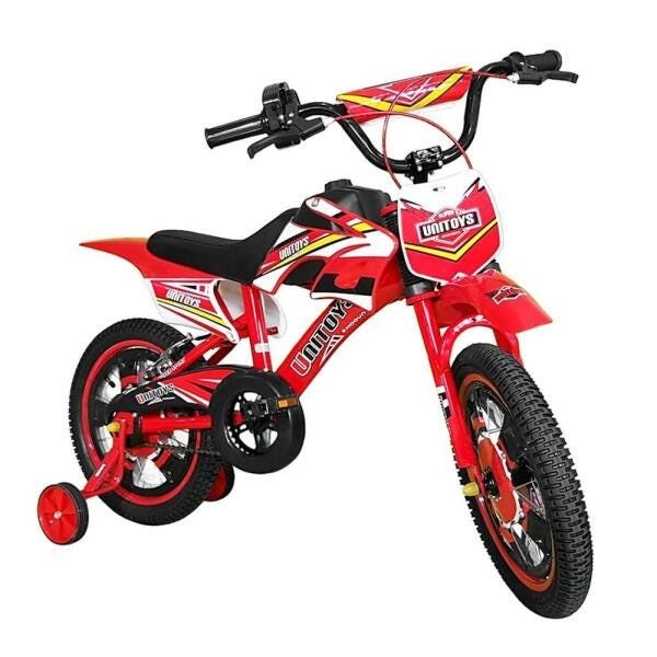 Bike Moto Cross Vermelha Aro 16, Uni Toys, 90 : : Esporte