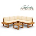 Ver imagem 2 de Conjunto Sofá Modular de Canto Madeira Maciça Tecido Acquablock Luise Branco