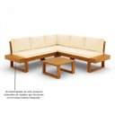 Ver imagem 3 de Conjunto Sofá Modular de Canto Madeira Maciça Tecido Acquablock Luise Branco