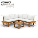 Ver imagem 2 de Conjunto Sofá Modular de Canto Madeira Maciça Tecido Acquablock Luise Branco