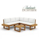 Ver imagem 4 de Conjunto Sofá Modular de Canto Madeira Maciça Tecido Acquablock Luise Branco