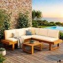 Ver imagem 4 de Conjunto Sofá Modular de Canto Madeira Maciça Tecido Acquablock Luise Branco