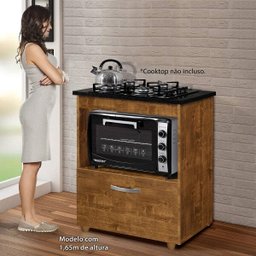 Balcão para Cooktop 1 Porta Basculante Salvia Kaiki Móveis - 4