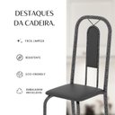 Ver mais imagens de Cadeiras para Sala de Jantar 4 Unidades Lívia Prata/Preto Liso/Martelado