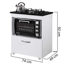 Balcão para Cooktop 1 Porta Basculante Salvia Kaiki Móveis - 3