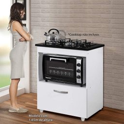 Balcão para Cooktop 1 Porta Basculante Salvia Kaiki Móveis - 4