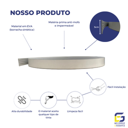 Moldura Roda Meio Ripado Eva Adesivo Lua 5cmx5mm 5 Metros - Cinza - 3
