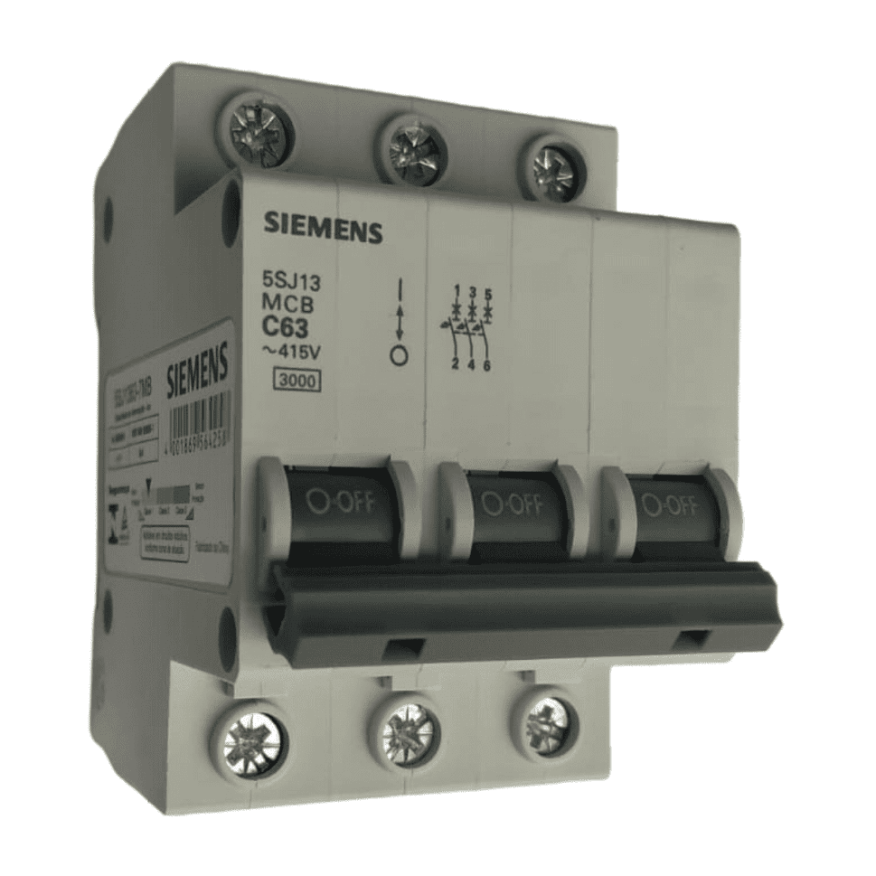 DISJUNTOR TRIFÁSICO TRIPOLAR MINI DIN CURVA C 5SJ1 SIEMENS:63A - 2
