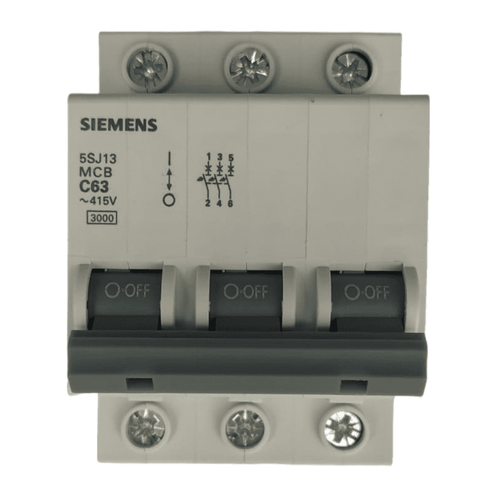 DISJUNTOR TRIFÁSICO TRIPOLAR MINI DIN CURVA C 5SJ1 SIEMENS:63A - 1