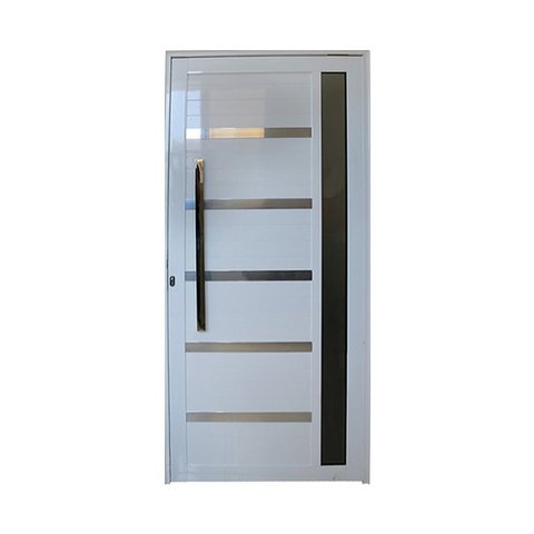 Porta Pivotante de Alumínio Branco Com Vidro e Puxador CMC Classic - Lado Direito - 2.10(A)X0.90(L)