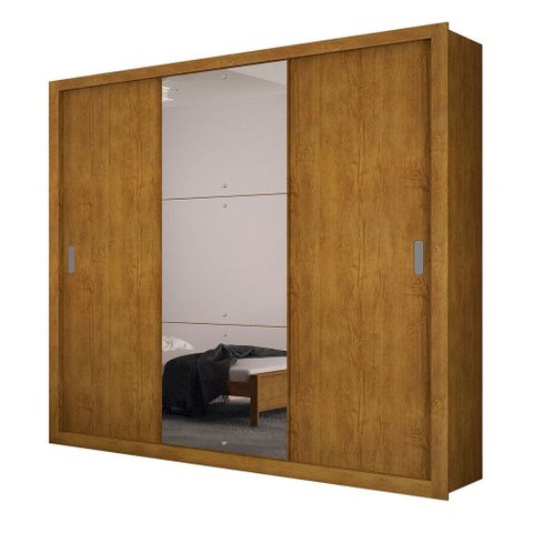 Guarda-roupa Casal com Espelho 3 Portas de Correr Luna Rufato