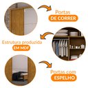 Ver mais imagens de Guarda-roupa Casal com Espelho 3 Portas de Correr Luna Rufato