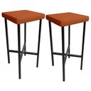 Ver imagem 1 de Kit 02 Banquetas Alta Bar Cozinha Sala de Jantar Preto Stella L02 Tecido Terracota - Lyam Decor