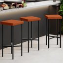 Ver imagem 2 de Kit 02 Banquetas Alta Bar Cozinha Sala de Jantar Preto Stella L02 Tecido Terracota - Lyam Decor