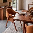 Ver imagem 5 de Kit 8 Cadeiras Sala Jantar Madeira Maciça Assento Estofado Cadeira Moderna Tecido Corino Caramelo