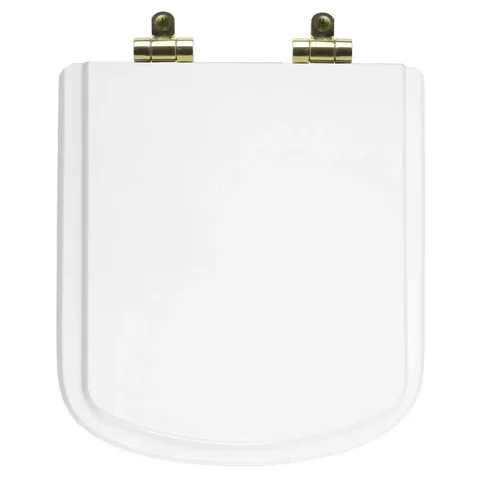 Tampa de Vaso Poliéster Com Amortecedor Bali Branco para bacia Incepa com Ferragem Dourada
