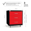 Ver imagem 2 de Gaveteiro de Aço 3 Gavetas com Rodízios com Chave Preto para Escritório Vermelho