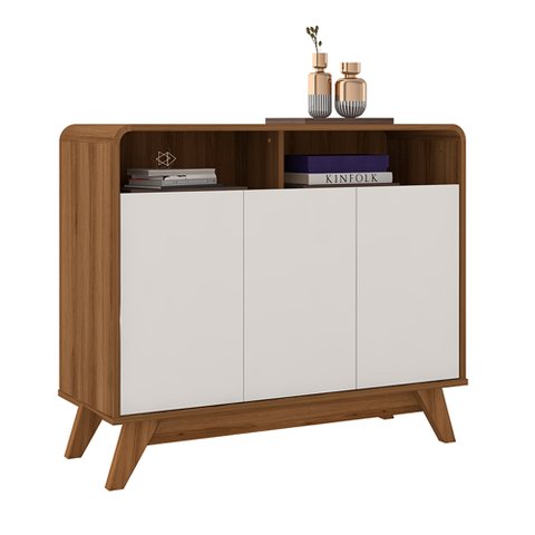 Buffet Aparador 3 Portas Vicenzo MDP Nature/OffWhite - Gran Belo