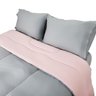Edredom Queen Dupla Face 03 Peças Cinza com Rosa - 10