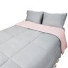 Edredom Queen Dupla Face 03 Peças Cinza com Rosa - 14