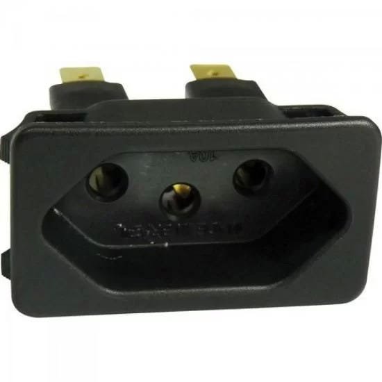 Tomada 2P + T 10A 250V Painel TPA2-3 E3F Preto Margirius - 1