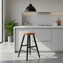 Ver imagem 2 de Banqueta Média Torneada em Madeira Maciça Preta com Natural Acetinado