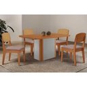Ver imagem 1 de Conjunto: Mesa de Cozinha Pietá Tampo Curvo 120cm+4 Cadeiras Havana Naturale/Off White - Linho