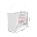 Ver imagem 3 de Berço Infantil Doce Sonho C/ Rodízios Branco e Rosa - Qmovi