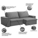 Ver imagem 3 de Sofá Retrátil Reclinável 3 Lugares 225cm Baluart F05 Veludo Prata - Mpozenato