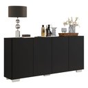 Ver imagem 1 de Aparador Buffet 4 Portas Com Pés Quadrados Veneza Multimóveis V3557 Preto/Branco Preto/Branco