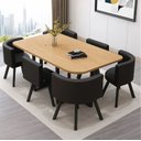 Ver imagem 3 de Mesa de Jantar Minimalista com 6 Cadeiras Compacta 145cm