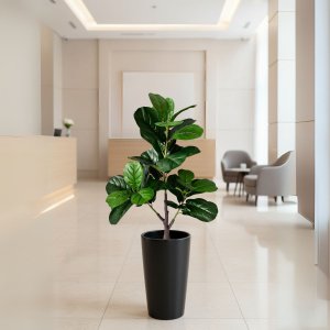 Kit 4 Arbustos Ficus Artificiais Folhagem Silicone Decoração de Interiores Toque Natural Realista