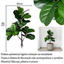 Ver imagem 2 de Kit 4 Arbustos Ficus Artificiais Folhagem Silicone Decoração de Interiores Toque Natural Realista