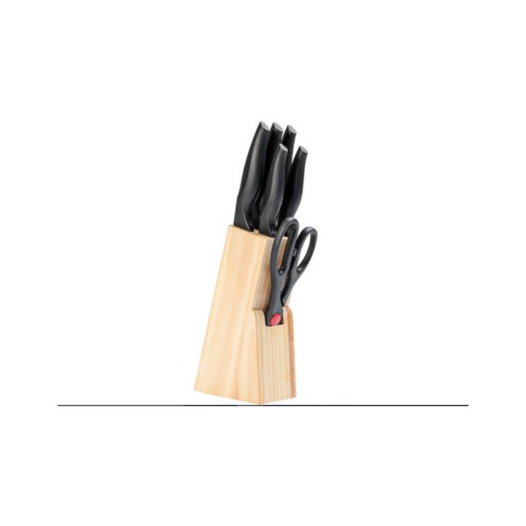 Conjunto de Facas 7 Peças com Cepo Cross - Preto Brinox