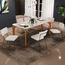 Ver imagem 2 de Mesa De Jantar Capri 160cm Off White Nature Com 6 Cadeiras Allana B05 Linho Cru - Lyam Decor