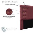 Ver imagem 5 de Kit Cabeceira e Calçadeira Recamier Queen 1,60m Gênova Veludo - Pallazio Vinho