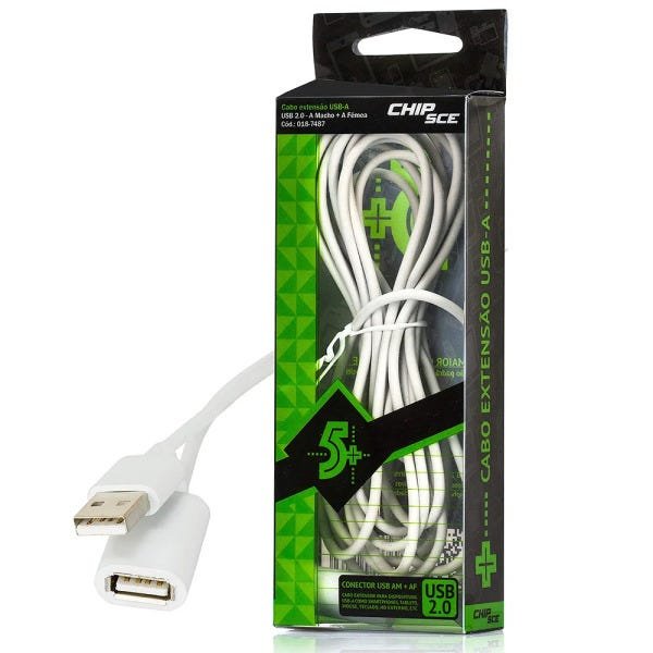 Cabo Extensão USB 2.0 A Macho + A Fêmea - ChipSce 3 metros - 1
